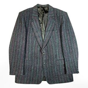 Harris Tweed Striped Check Weave Wool Sport Coat 42R
